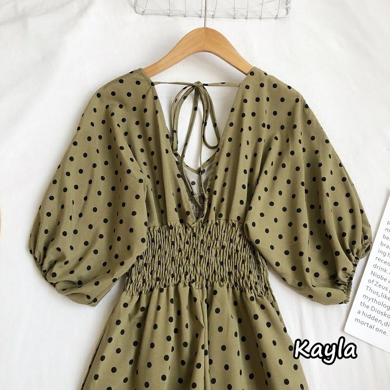 現貨+預購🌟免運🌟領美背綁帶點點連身長褲 A0859 #Kayla.girl #少女愷拉-細節圖5