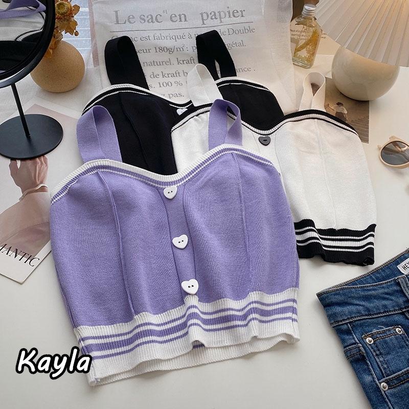 預購🌟免運🌟 撞色愛心鈕釦針織吊帶背心 A0703 #Kayla.girl #少女愷拉-細節圖2