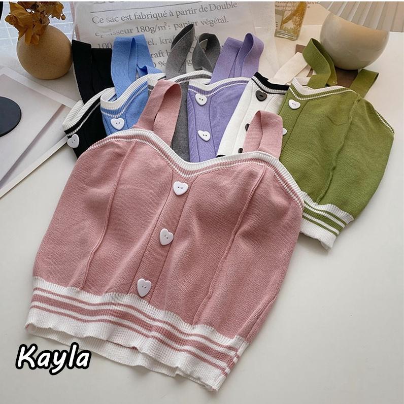 預購🌟免運🌟 撞色愛心鈕釦針織吊帶背心 A0703 #Kayla.girl #少女愷拉-細節圖3