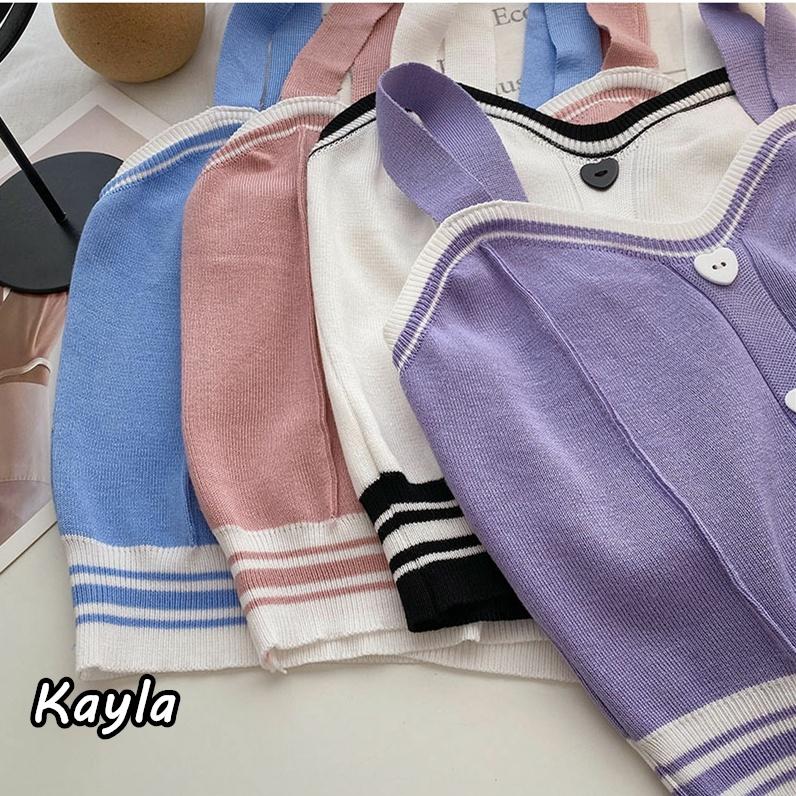 預購🌟免運🌟 撞色愛心鈕釦針織吊帶背心 A0703 #Kayla.girl #少女愷拉-細節圖4