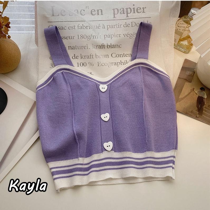 預購🌟免運🌟 撞色愛心鈕釦針織吊帶背心 A0703 #Kayla.girl #少女愷拉-細節圖5