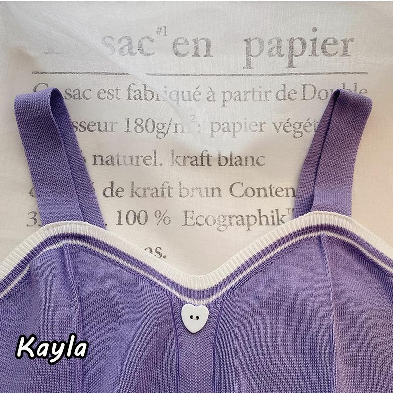 預購🌟免運🌟 撞色愛心鈕釦針織吊帶背心 A0703 #Kayla.girl #少女愷拉-細節圖7