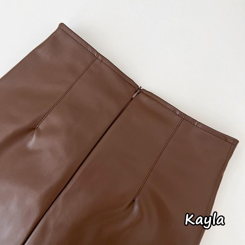 現貨+預購🌟免運🌟 不規則褶皺A字包臀皮革褲裙 A1128 #Kayla.girl #少女愷拉-細節圖7