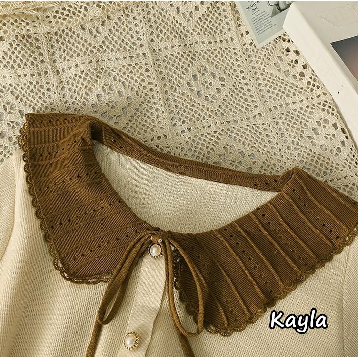 預購🌟免運🌟 撞色娃娃領蝴蝶結針織上衣 A1123 #Kayla.girl #少女愷拉-細節圖4