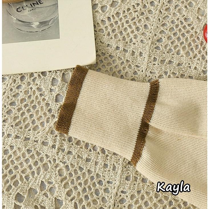 預購🌟免運🌟 撞色娃娃領蝴蝶結針織上衣 A1123 #Kayla.girl #少女愷拉-細節圖6