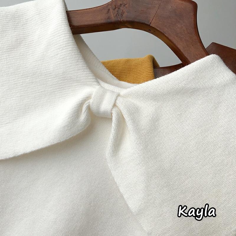 現貨⚡免運⚡絕版下殺🔥 蝴蝶結領片套頭針織上衣 A0886 #Kayla.girl #少女愷拉-細節圖4