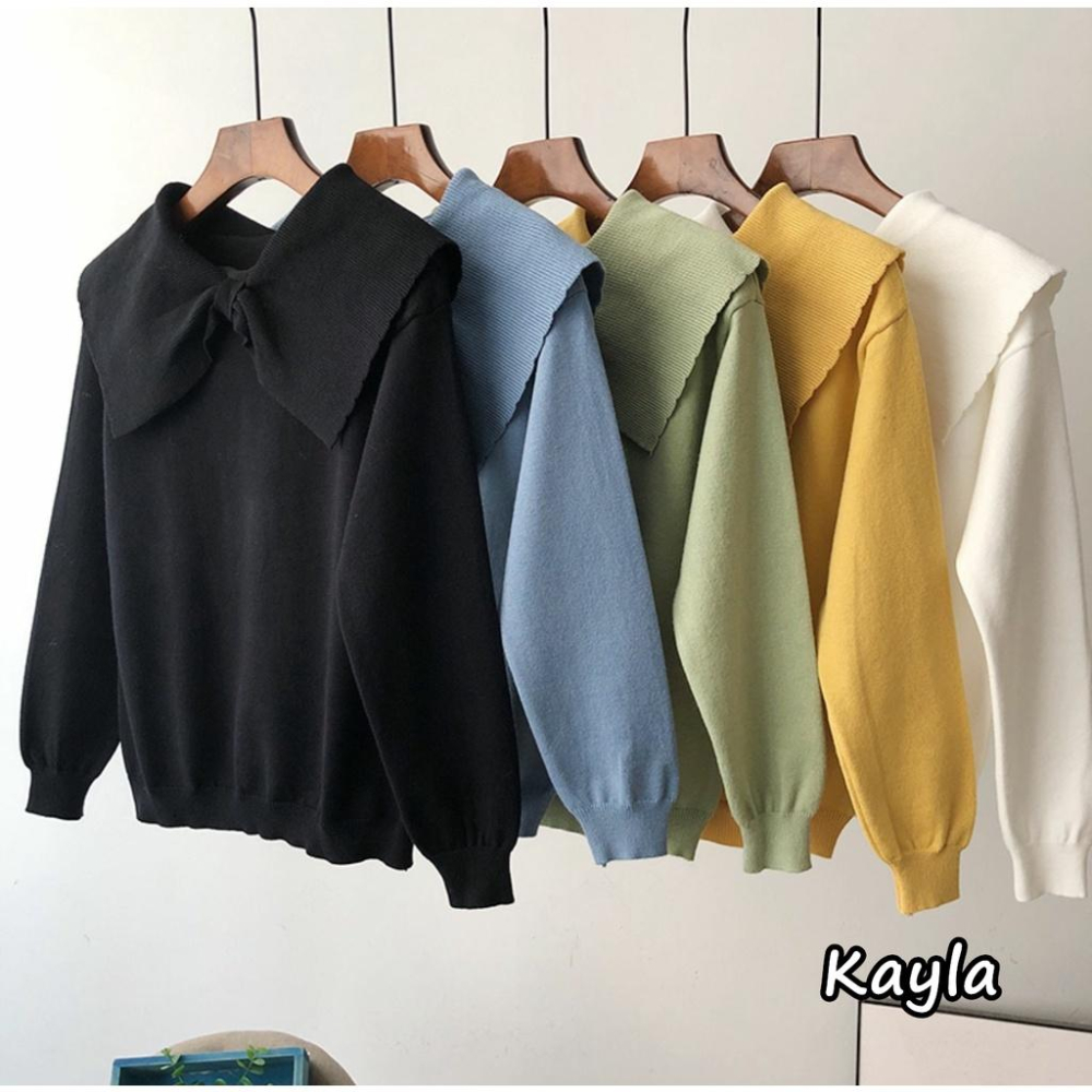 現貨⚡免運⚡絕版下殺🔥 蝴蝶結領片套頭針織上衣 A0886 #Kayla.girl #少女愷拉-細節圖5