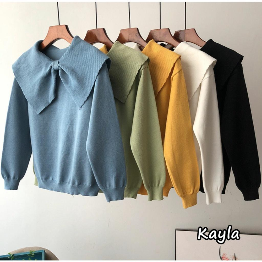 現貨⚡免運⚡絕版下殺🔥 蝴蝶結領片套頭針織上衣 A0886 #Kayla.girl #少女愷拉-細節圖6