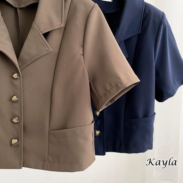 預購🌟免運🌟 復古摩登愛心鈕釦西裝外套 A0582 #Kayla.girl #少女愷拉 #實穿-細節圖4