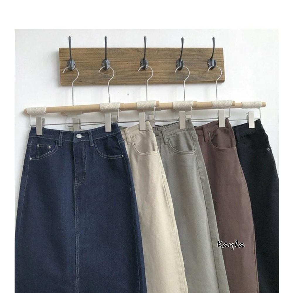 現貨⚡免運⚡絕版下殺🔥 高腰素面A字開岔牛仔長裙 A0426 #Kayla.girl #少女愷拉-細節圖2