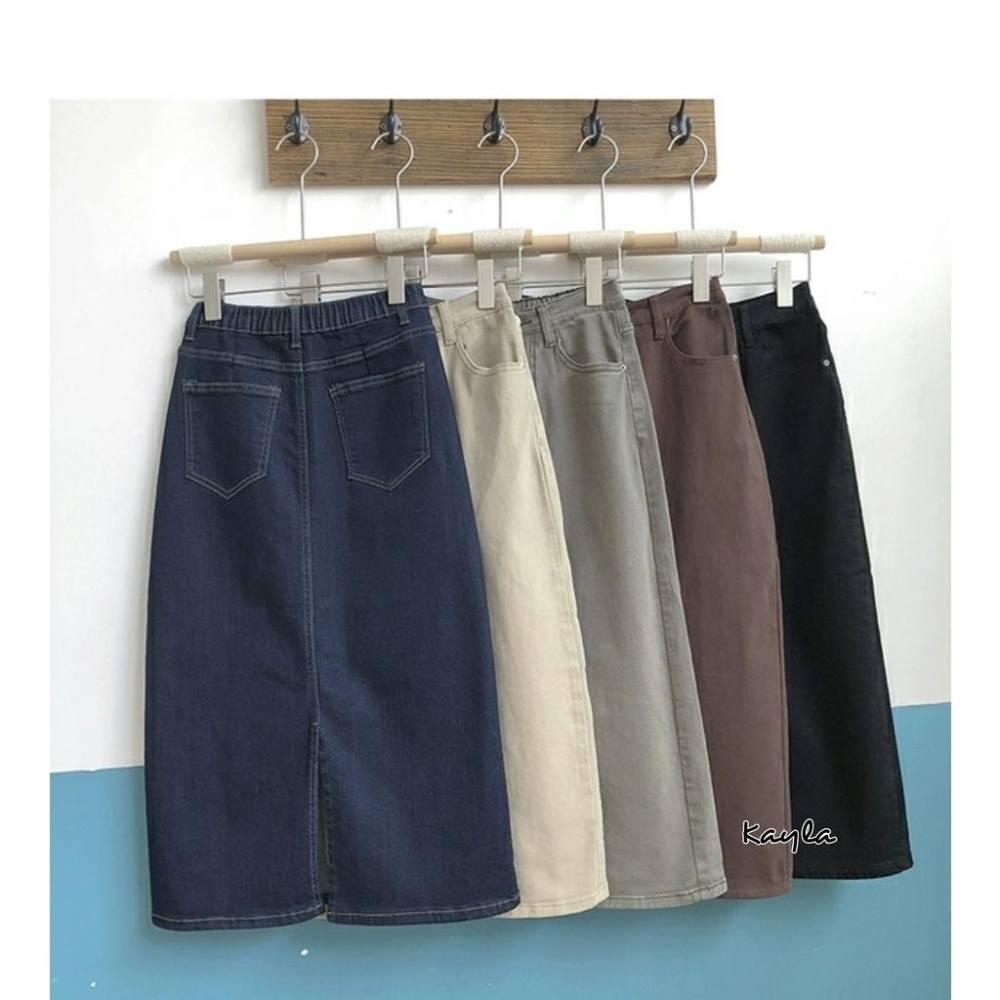 現貨⚡免運⚡絕版下殺🔥 高腰素面A字開岔牛仔長裙 A0426 #Kayla.girl #少女愷拉-細節圖4