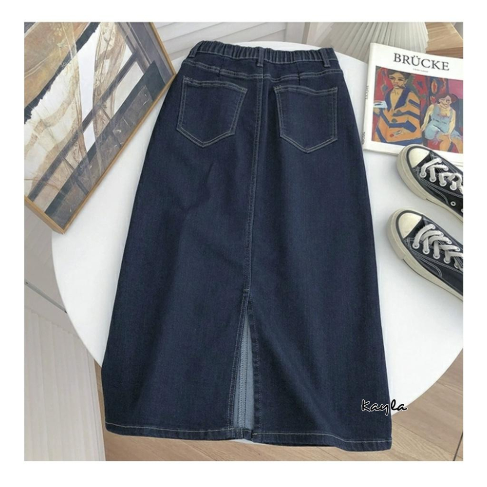 現貨⚡免運⚡絕版下殺🔥 高腰素面A字開岔牛仔長裙 A0426 #Kayla.girl #少女愷拉-細節圖6