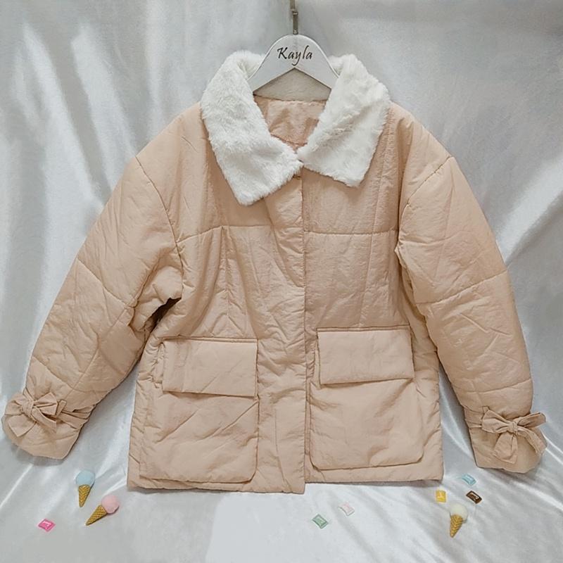 現貨⚡免運⚡絕版下殺🔥 柔軟毛毛翻領羽絨外套 A0462 #Kayla.girl #少女愷拉-細節圖4