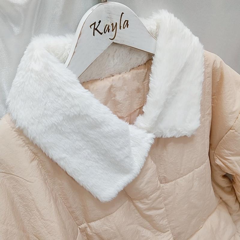 現貨⚡免運⚡絕版下殺🔥 柔軟毛毛翻領羽絨外套 A0462 #Kayla.girl #少女愷拉-細節圖5