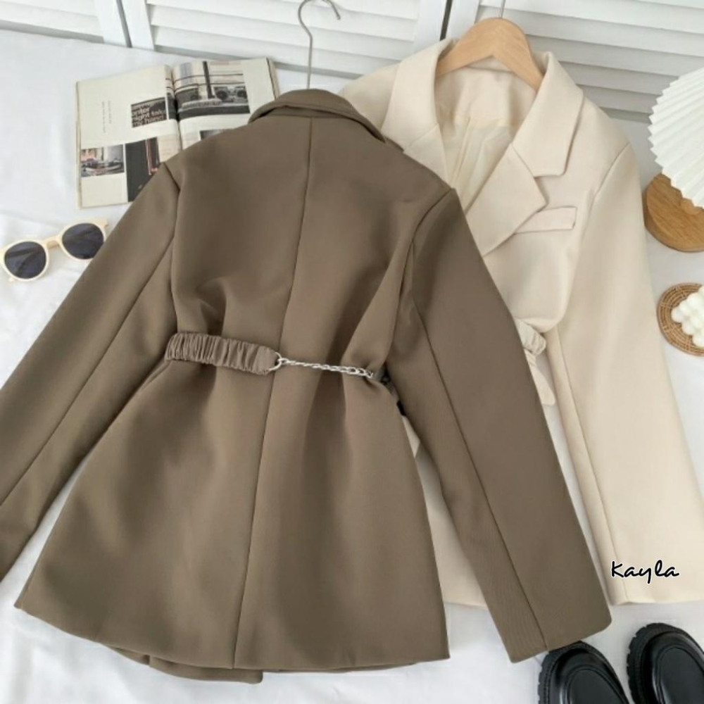 現貨⚡免運⚡絕版下殺🔥 V領雙排釦西裝外套洋(附造型腰鍊) A0444 #Kayla.girl #少女愷拉 #實穿-細節圖3