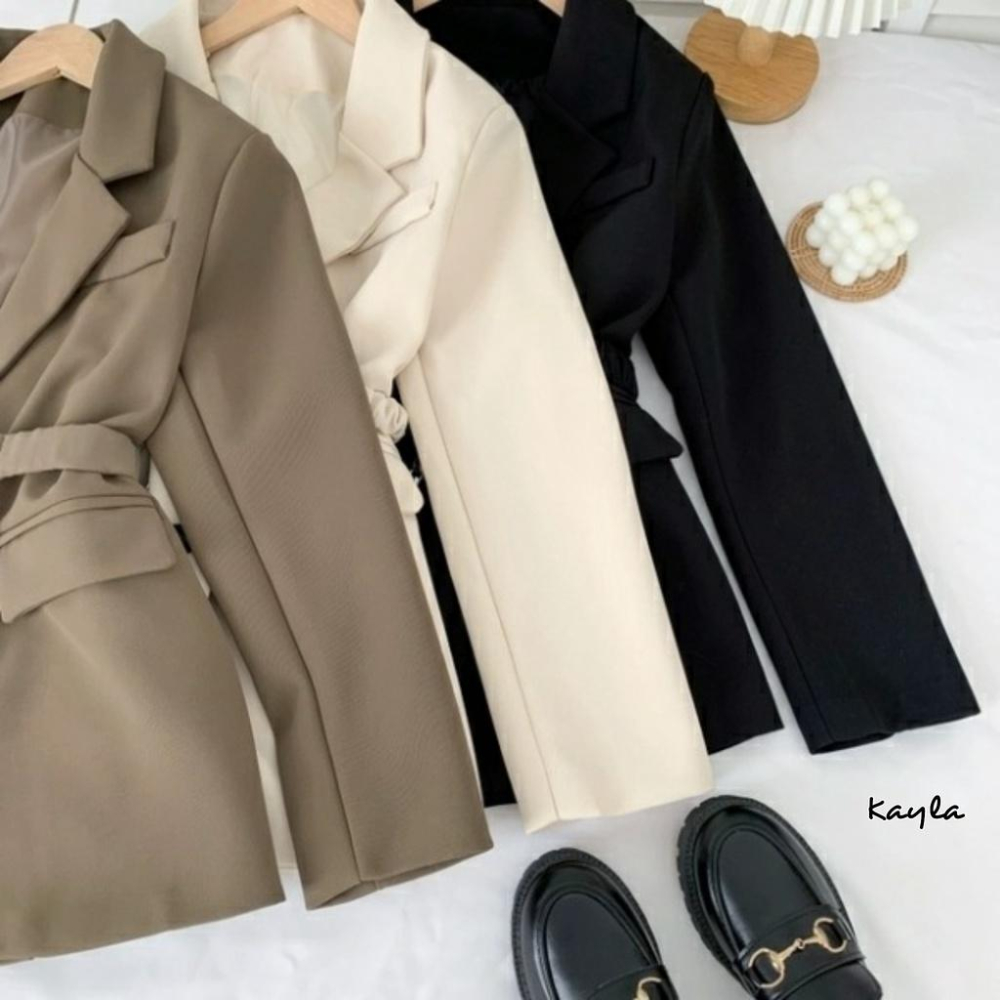 現貨⚡免運⚡絕版下殺🔥 V領雙排釦西裝外套洋(附造型腰鍊) A0444 #Kayla.girl #少女愷拉 #實穿-細節圖4