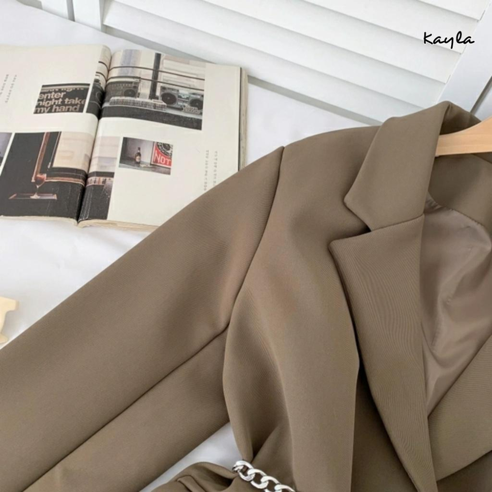 現貨⚡免運⚡絕版下殺🔥 V領雙排釦西裝外套洋(附造型腰鍊) A0444 #Kayla.girl #少女愷拉 #實穿-細節圖7