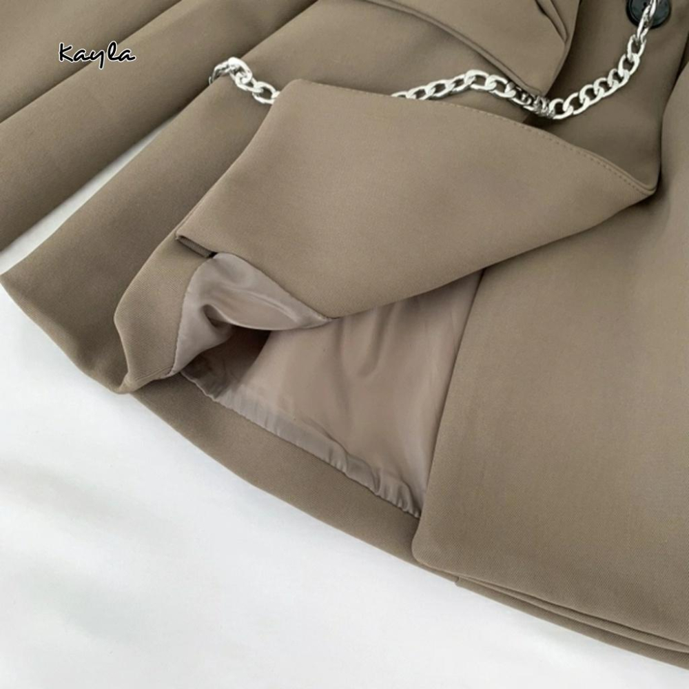 現貨⚡免運⚡絕版下殺🔥 V領雙排釦西裝外套洋(附造型腰鍊) A0444 #Kayla.girl #少女愷拉 #實穿-細節圖8