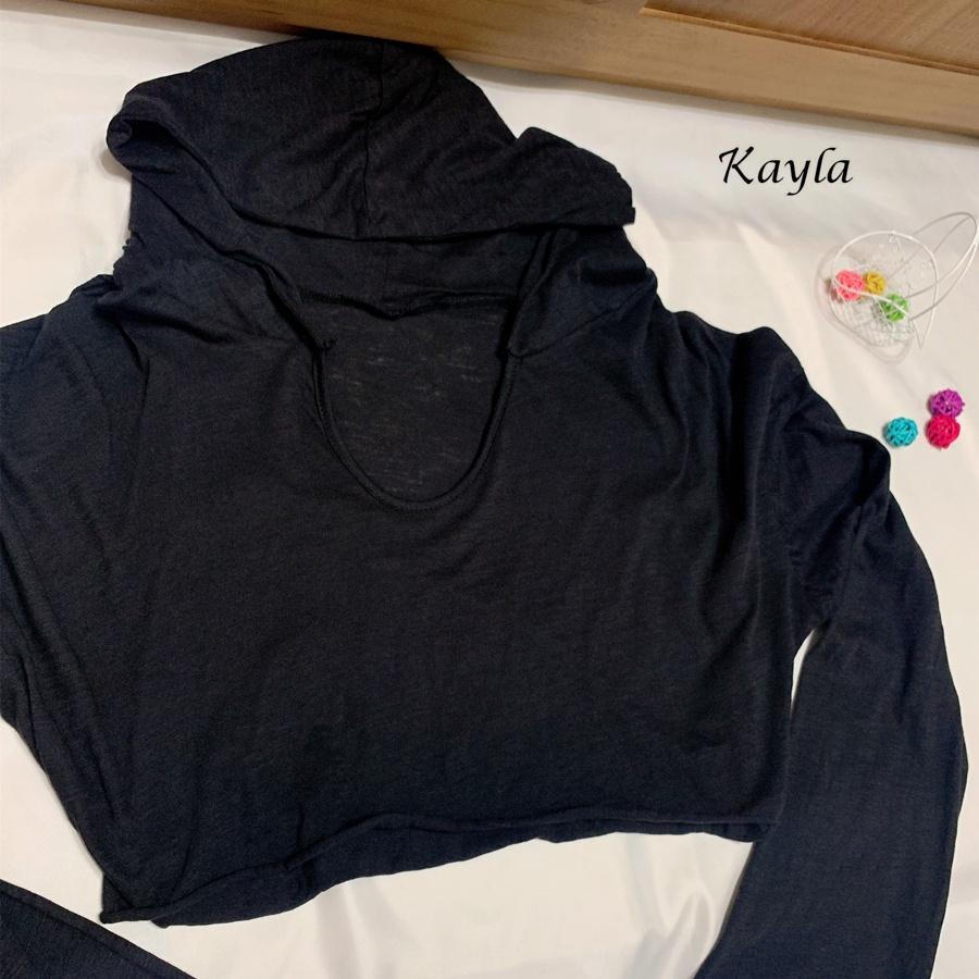 現貨⚡免運⚡絕版下殺🔥 寬鬆柔軟短版連帽長袖上衣 A0298 #Kayla.girl #少女愷拉-細節圖5