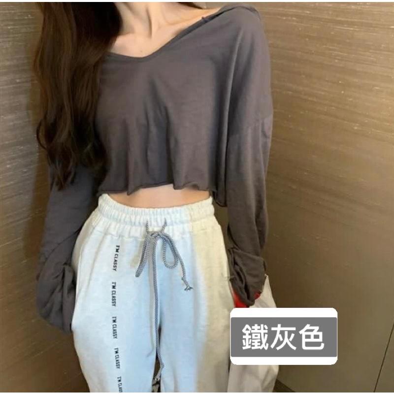 現貨⚡免運⚡絕版下殺🔥 寬鬆柔軟短版連帽長袖上衣 A0298 #Kayla.girl #少女愷拉-細節圖6