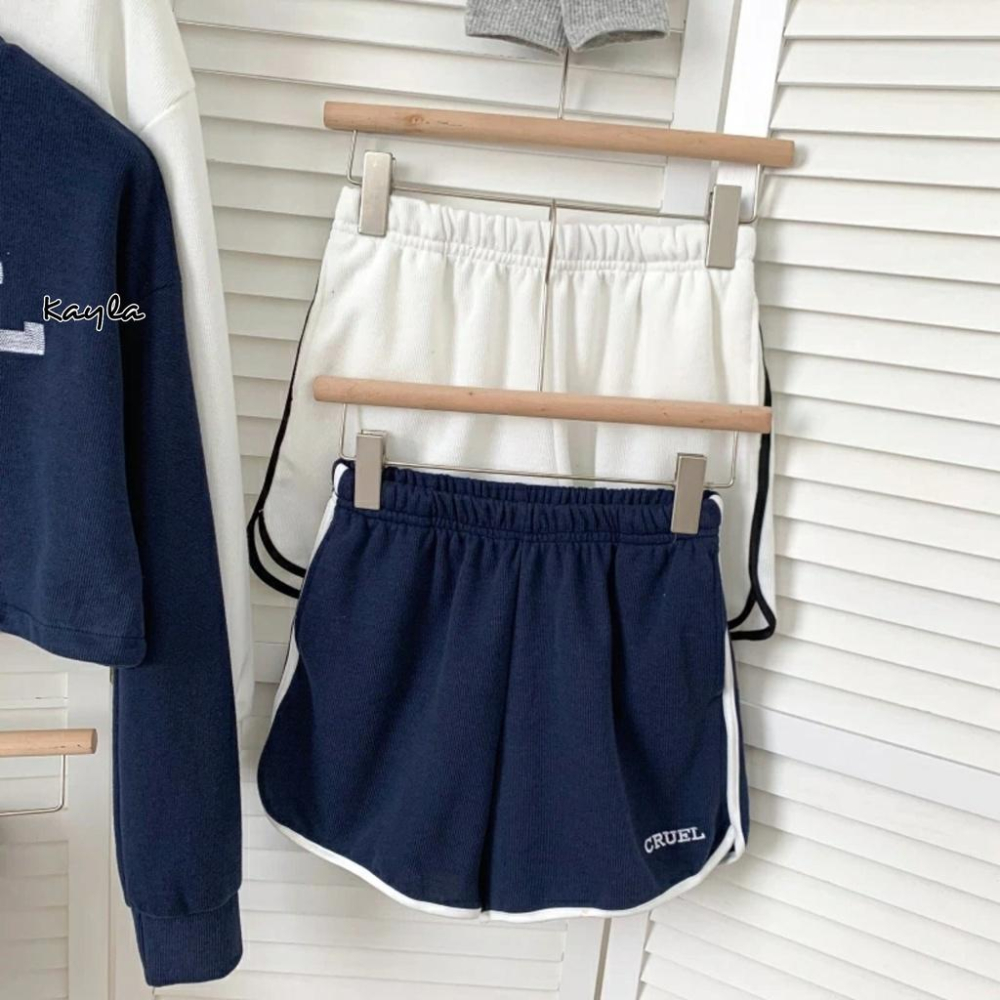 現貨⚡免運⚡絕版下殺🔥 韓版刺繡字母束腰衛衣+休閒短褲2件組 A0253 #Kayla.girl #少女愷拉-細節圖3