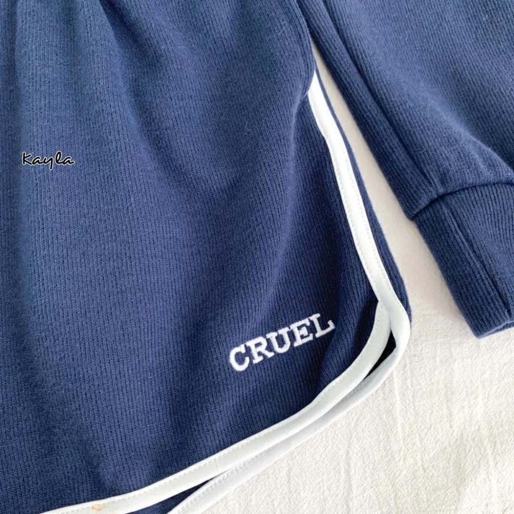 現貨⚡免運⚡絕版下殺🔥 韓版刺繡字母束腰衛衣+休閒短褲2件組 A0253 #Kayla.girl #少女愷拉-細節圖5