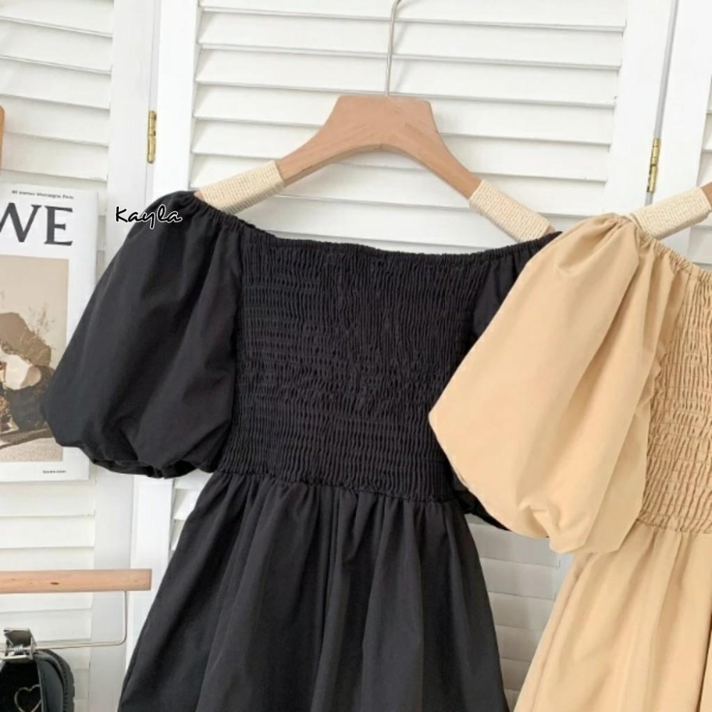 預購🌟免運🌟 一字領泡泡袖連身短褲 A0122 #Kayla.girl #少女愷拉-細節圖5