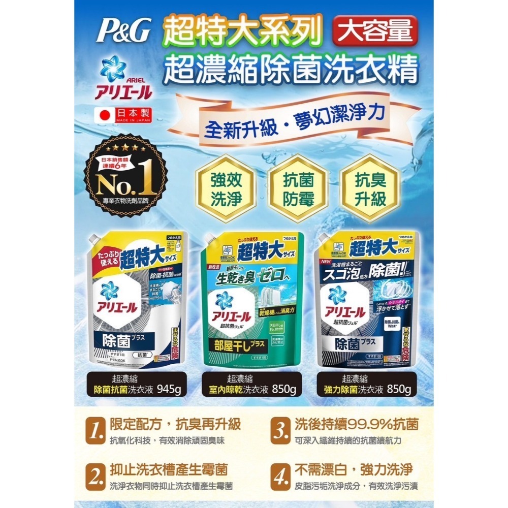 【卡娃依企業行】進口日本韓國零食百貨專賣店~日本P&G濃縮洗衣精補充包850g/945g-規格圖1