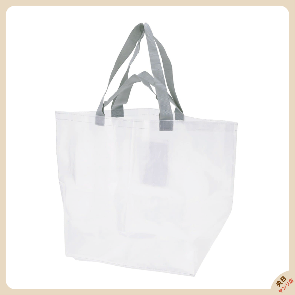日本 3COINS 大容量 透明 托特包 購物袋 洗衣袋 寄貨袋 環保袋 折疊購物袋 環保購物袋-細節圖5
