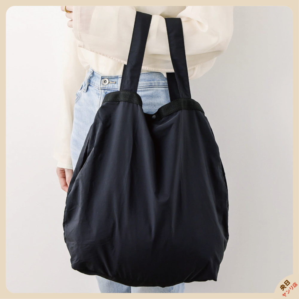 日本 3COINS 雙肩背兩用環保袋 2WAY 環保袋 折疊購物袋 多用途購物袋 買菜包 購物袋-細節圖3
