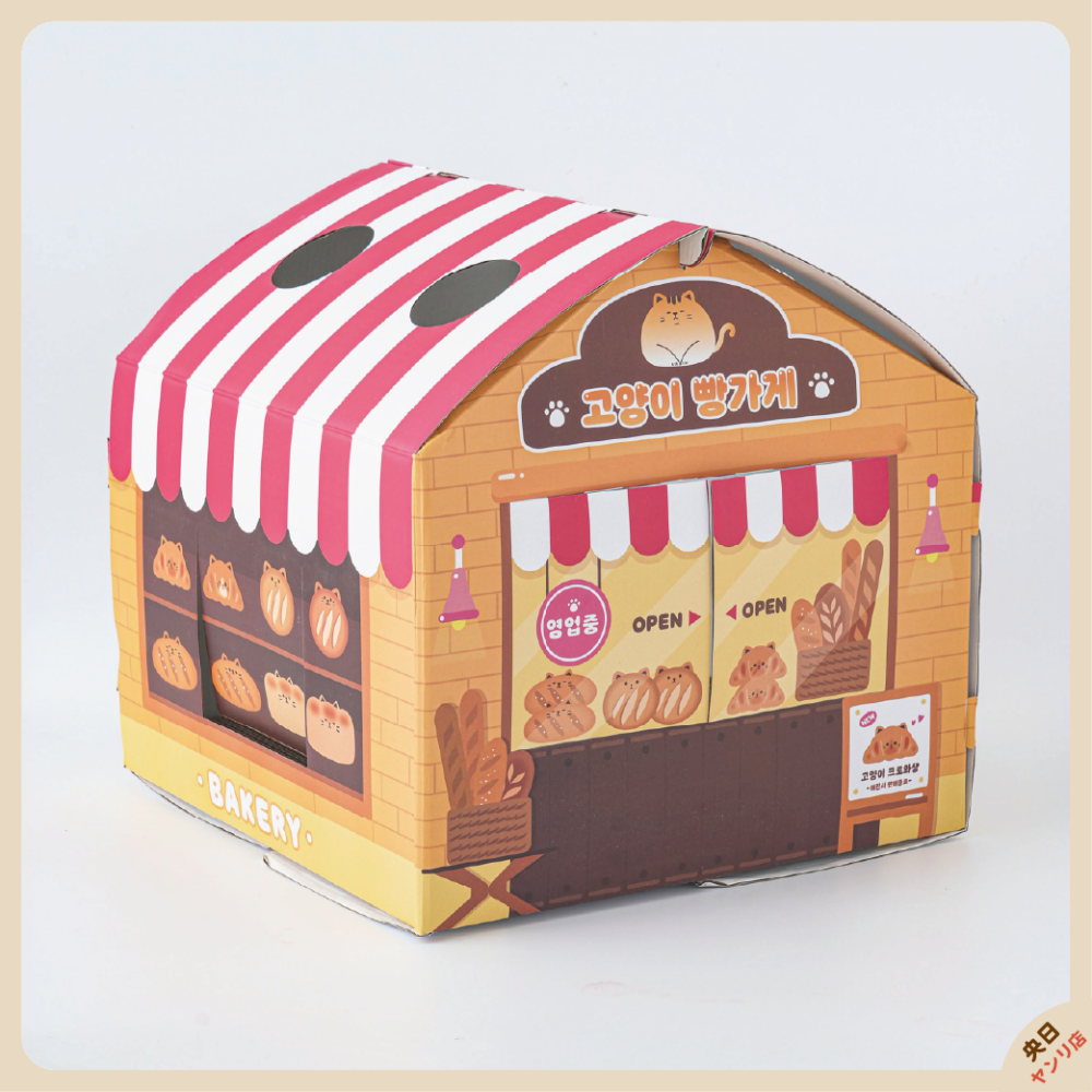 韓國 大創 DAISO 貓屋 貓抓屋 貓抓板 紙板貓抓屋 貓窩 貓用品 寵物 貓抓窩 紙盒 彩盒 小屋-細節圖6