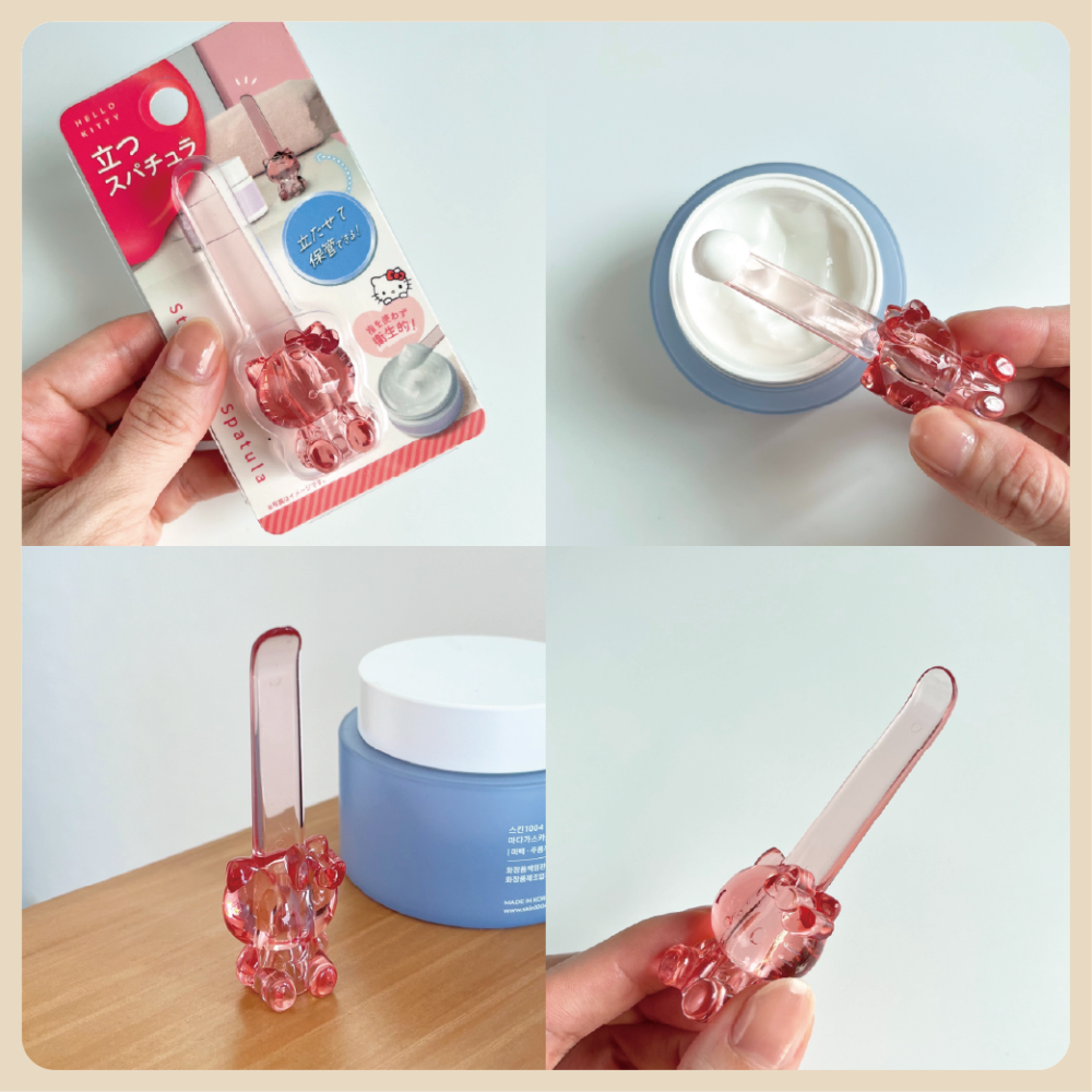 日本 DAISO 大創 三麗鷗 SANRIO 凱蒂貓 Kitty 保養工具 挖勺 刮勺 面膜夾 刮刀-細節圖7