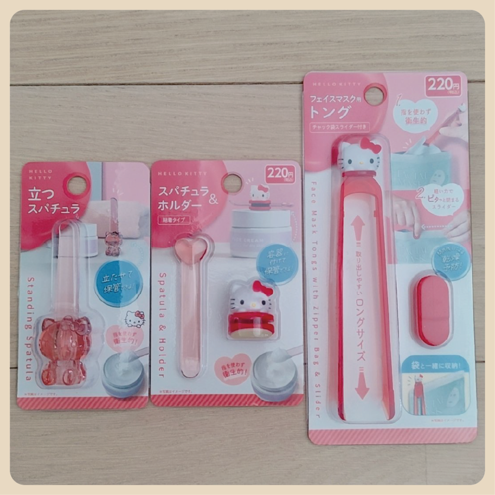 日本 DAISO 大創 三麗鷗 SANRIO 凱蒂貓 Kitty 保養工具 挖勺 刮勺 面膜夾 刮刀-細節圖8