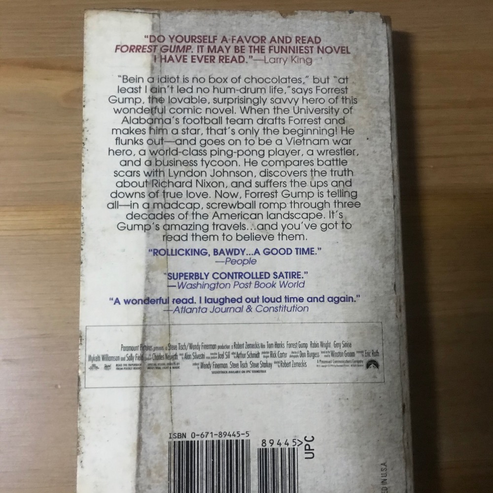 阿甘正傳 大字版 輕便好讀 可放包包裝逼 原文書 1995年購於荷蘭 稀有!-細節圖2