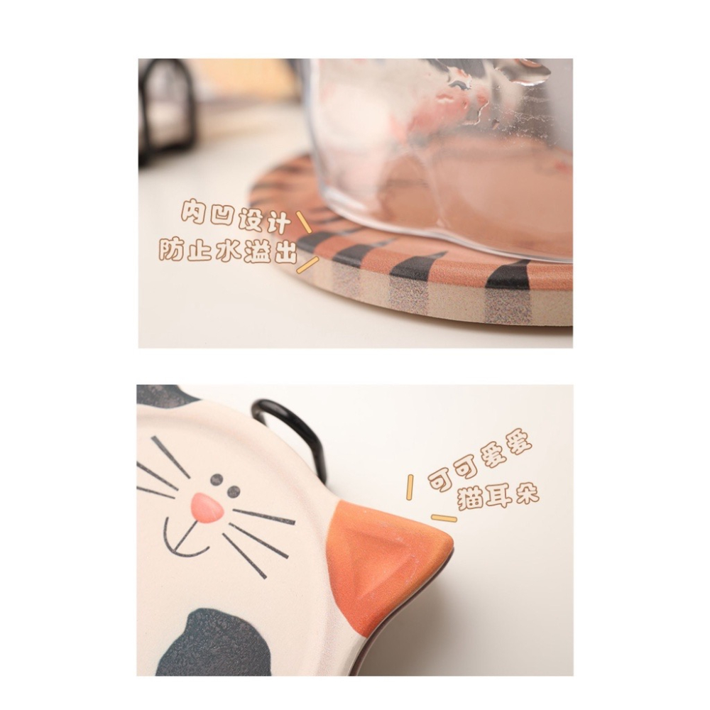 陶瓷吸水款-可愛貓咪杯墊-細節圖2