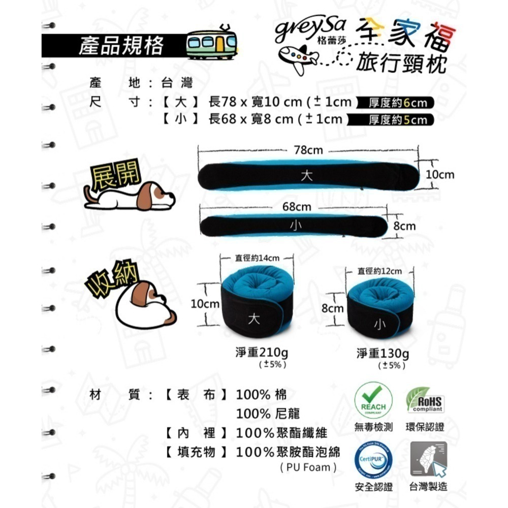 【GreySa格蕾莎】全家福旅行頸枕（大/小）附收納袋-細節圖11