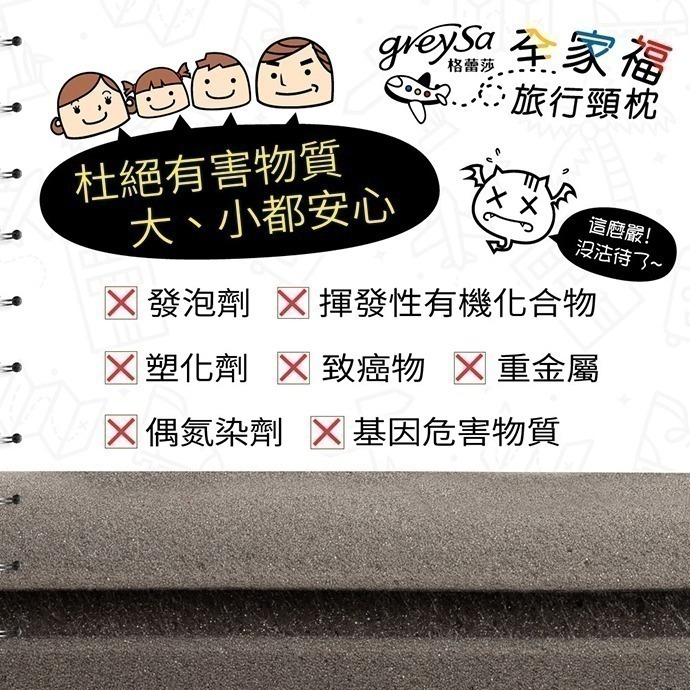 【GreySa格蕾莎-台灣製造】全家福旅行頸枕（大/小）附收納袋-細節圖8