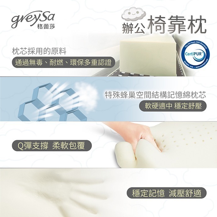 【GreySa格蕾莎-台灣製造】辦公椅靠枕-細節圖8