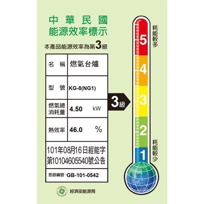 和家牌 不銹鋼安全單口瓦斯爐KG-8(天然瓦斯適用)~免運-細節圖2