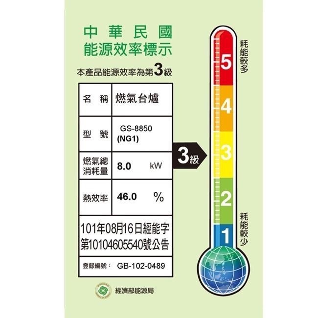 SUNHOW上豪 不鏽鋼檯面式快速安全爐GS-8850(天然瓦斯適用)~免運-細節圖3