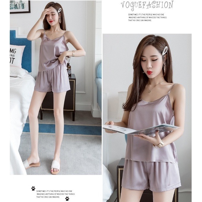 午夜衣櫥🌹現貨🔥居家服 睡衣套裝 冰絲睡衣 緞面睡衣 涼感睡衣 絲綢睡衣 小胸睡衣 絲綢睡衣 細肩帶睡衣 睡衣女-細節圖4