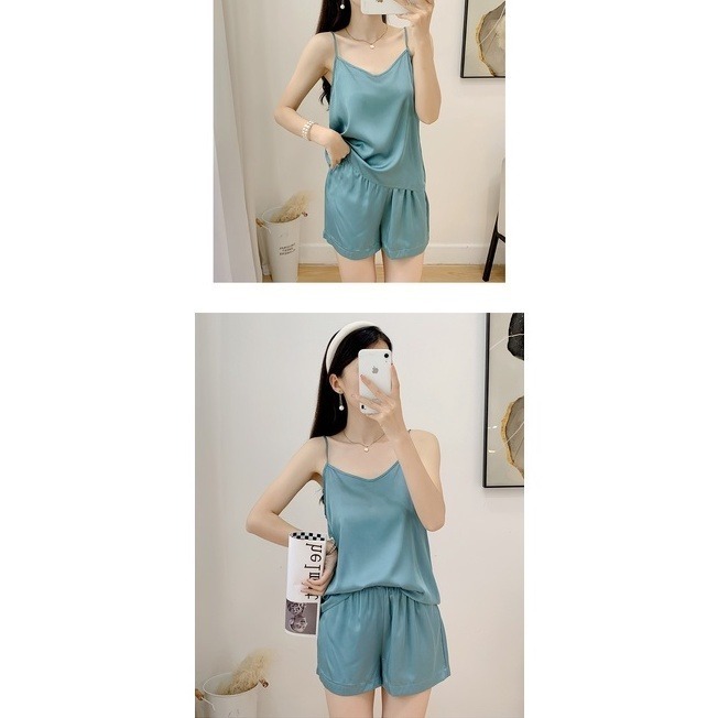 午夜衣櫥🌹現貨🔥居家服 睡衣套裝 冰絲睡衣 緞面睡衣 涼感睡衣 絲綢睡衣 小胸睡衣 絲綢睡衣 細肩帶睡衣 睡衣女-細節圖5