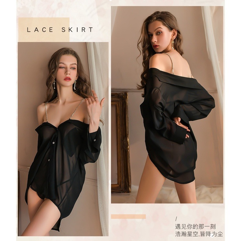 午夜衣櫥🌹男友襯衫 襯衫睡衣 性感睡衣 小胸睡衣 薄紗睡衣 緞面睡衣 情趣睡衣 睡裙 法式睡衣 絲質睡衣 睡衣裙-細節圖9