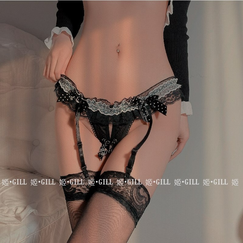 午夜衣櫥🌹現貨🔥開檔內褲 吊襪帶 情趣內褲 蕾絲內褲 性感內褲 丁字褲 網紗內褲 吊帶襪 吊帶網襪 吊帶內褲-細節圖8