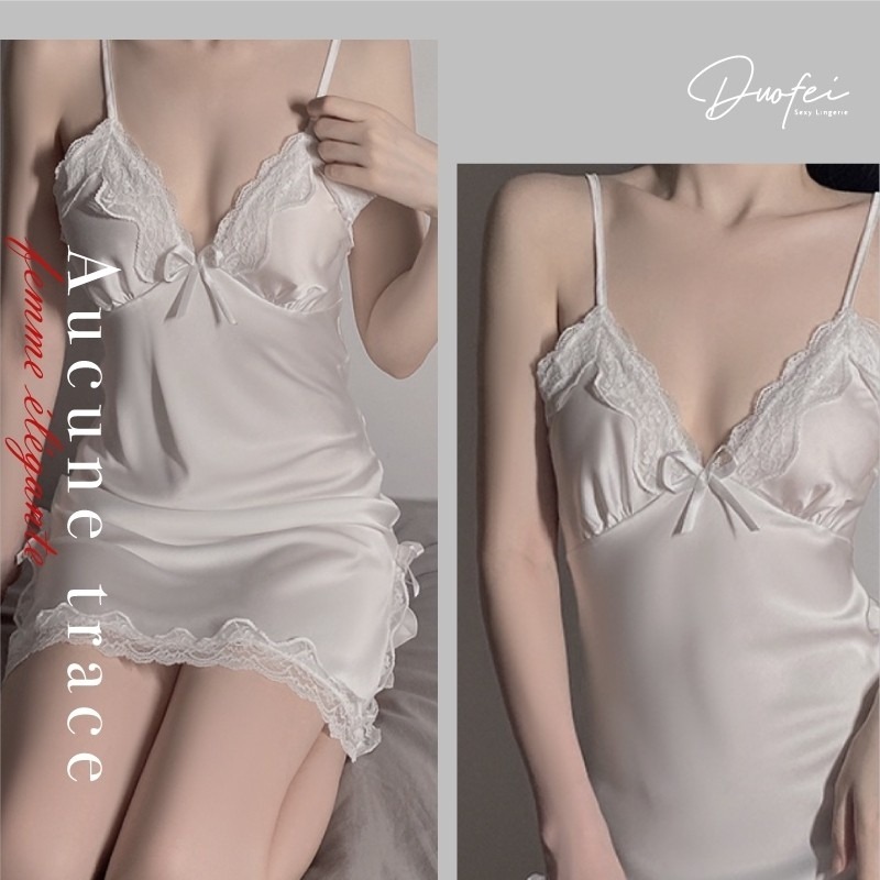 ᴹˢ朵•午夜衣櫥🌹現貨🔥性感睡衣 睡裙 情趣睡衣 睡衣裙 胸墊睡衣 冰絲睡衣 女生睡衣 冰絲睡衣 連身睡衣小胸睡衣-細節圖3