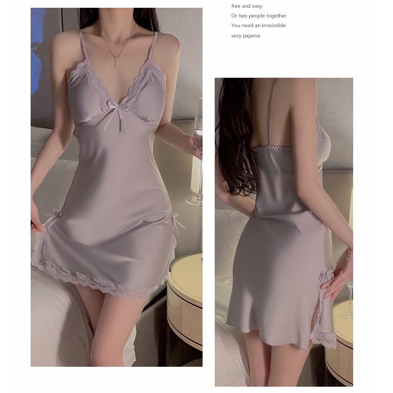 ᴹˢ朵•午夜衣櫥🌹現貨🔥性感睡衣 睡裙 情趣睡衣 睡衣裙 胸墊睡衣 冰絲睡衣 女生睡衣 冰絲睡衣 連身睡衣小胸睡衣-細節圖6