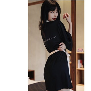 ᴹˢ朵•午夜衣櫥🌹現貨🔥睡袍 冰絲睡袍 性感睡衣 晨袍 居家服 外袍 性感睡袍 法式睡衣 女生睡衣 冰絲睡衣睡裙-細節圖3