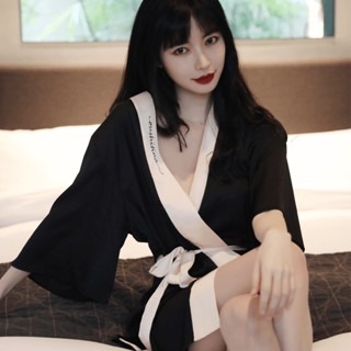 ᴹˢ朵•午夜衣櫥🌹現貨🔥睡袍 冰絲睡袍 性感睡衣 晨袍 居家服 外袍 性感睡袍 法式睡衣 女生睡衣 冰絲睡衣睡裙-細節圖6