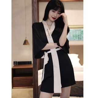 ᴹˢ朵•午夜衣櫥🌹現貨🔥睡袍 冰絲睡袍 性感睡衣 晨袍 居家服 外袍 性感睡袍 法式睡衣 女生睡衣 冰絲睡衣睡裙-細節圖8