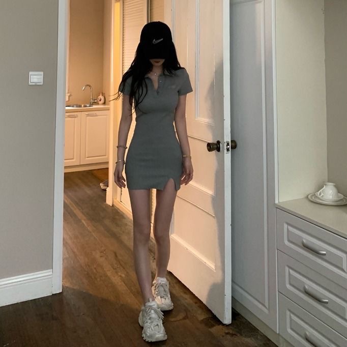 短袖素色polo開叉短款-細節圖3